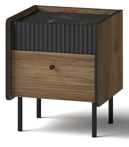 Prestigo P12 Nachttisch Schwarz/Holz Walnuss/San Sebastian