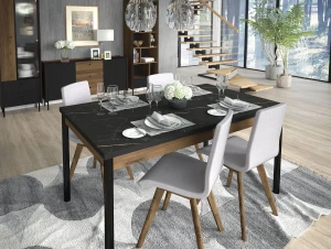 Klapptisch Prestigo P14 160/240x90 Schwarz/Eiche/San Sebastian