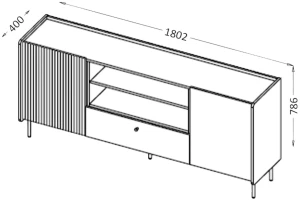 Kommode 180 cm Prestigo P16 1S Schwarznuss/San Sebastian