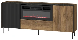 180 cm Kommode mit Kamin Prestigo P16 1S Schwarznuss/San Sebastian