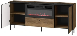 180 cm Kommode mit Kamin Prestigo P16 1S Schwarznuss/San Sebastian