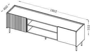 RTV Brust 180 cm Prestigo P17 Schwarznuss/San Sebastian