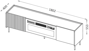 RTV 180 cm Kommode mit Kamin Prestigo P17 Schwarznuss/San Sebastian