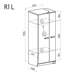 Zweitüriger Kleiderschrank links Romero R1L 2D Eiche Canyon/Arusha