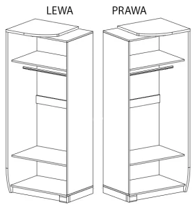 Zweitüriger Kleiderschrank links Romero R1L 2D Eiche Canyon/Arusha