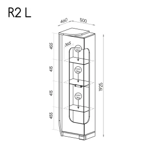 Glasvitrine links Romero R2L 1D mit LED Eiche Canyon/Arusha
