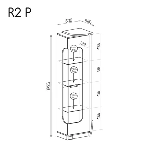 Glasvitrine rechts Romero R2P 1D mit LED Eiche Canyon/Arusha