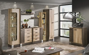 Glasvitrine rechts Romero R2P 1D mit LED Eiche Canyon/Arusha