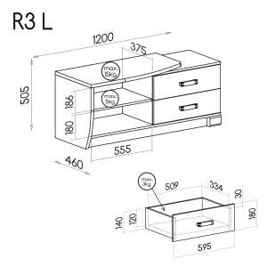 RTV-Schrank mit Schubladen links Romero R3L 2S Eiche Canyon/Arusha