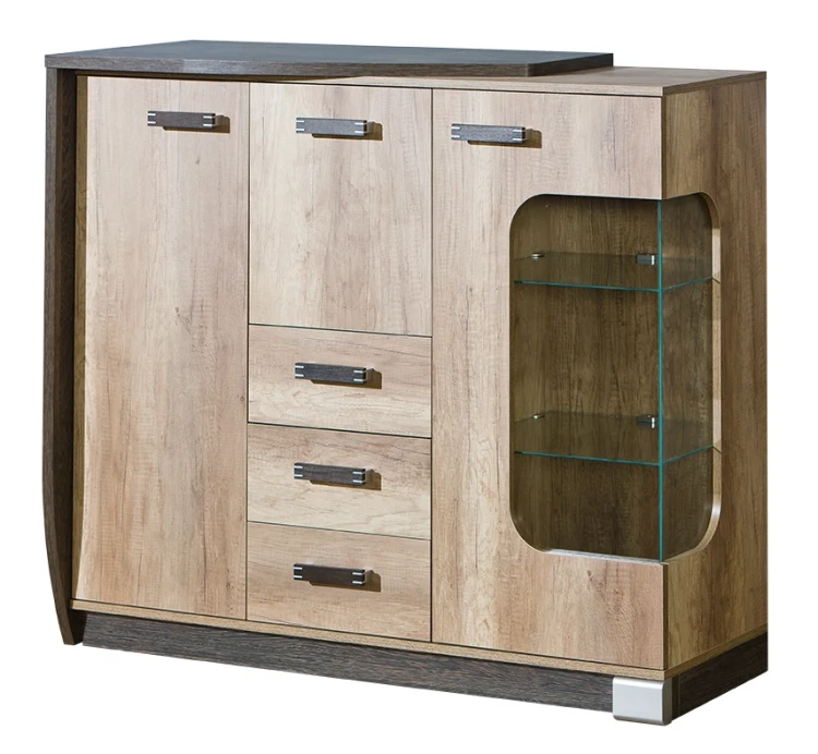 Kommode mit Vitrine links Romero R7L 1D1W3S1B Eiche Canyon/Arusha