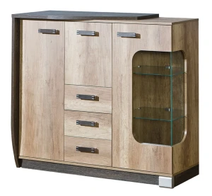 Kommode mit Vitrine links Romero R7L 1D1W3S1B mit LED Eiche Canyon/Arusha