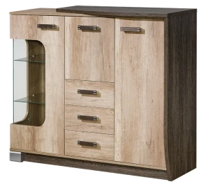 Kommode mit Vitrine rechts Romero R7P 1D1W3S1B mit LED Eiche Canyon/Arusha
