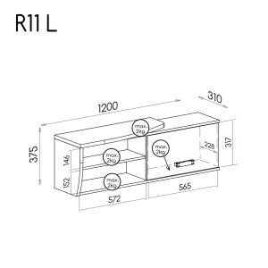 Wandschrank Romero links R11L Eiche Canyon/Arusha