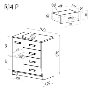 Kommode mit Schubladen rechts Romero R14L Eiche Canyon/Arusha