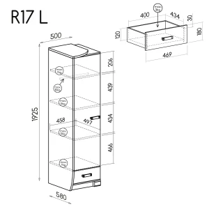 Schrank mit Schublade links Romero R17L Eiche Canyon/Arusha