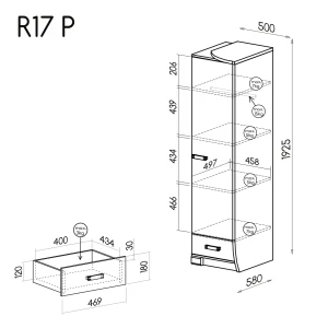Schrank mit Schublade rechts Romero R17L Eiche Canyon/Arusha