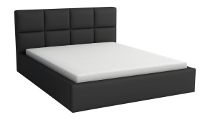 Einzelbett 120x200 mit Matratze - Alaska Schwarzes Ökoleder