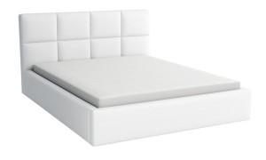 Doppelbett 180x200 mit Matratze - Alaska White Eco Leder
