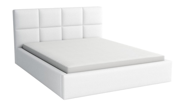 Doppelbett 180x200 mit Matratze - Alaska White Eco Leder
