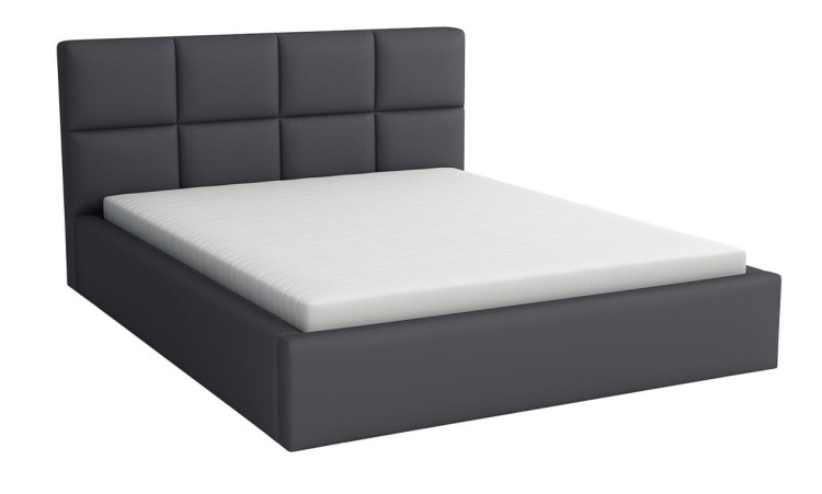 Doppelbett 180x200 mit Matratze - Alaska Graphite eco Leder