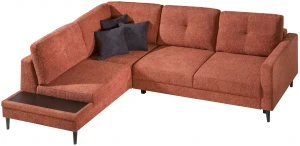 Ecksofa mit Schlaffunktion und Bettkasten links Costa Rot