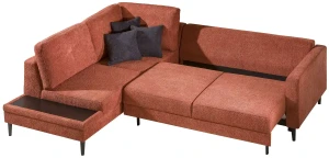 Ecksofa mit Schlaffunktion und Bettkasten links Costa Rot