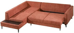 Ecksofa mit Schlaffunktion und Bettkasten links Costa Rot