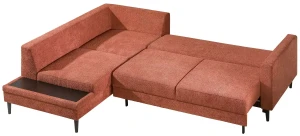 Ecksofa mit Schlaffunktion und Bettkasten links Costa Rot