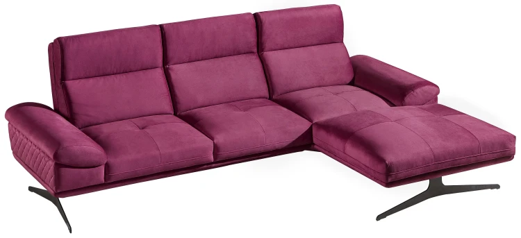 Großes Wohnzimmerecksofa rechts ausgeklappt Galaxy Pink