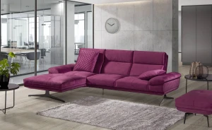 Großes Ecksofa für das Wohnzimmer ausgeklappt links Galaxy Pink