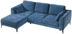 Linke Ecke Schlafsofa mit Schlaffunktion und Staukasten Imperia Blau