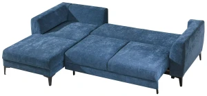 Linke Ecke Schlafsofa mit Schlaffunktion und Staukasten Imperia Blau