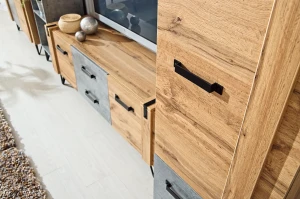Kleiderschrank 90 cm für Schlafzimmer Lofter LO1 Eiche Wotan Concrete Millenium