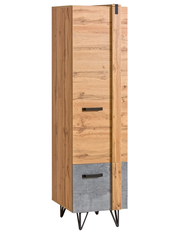 Schmaler Kleiderschrank 45 cm für das Schlafzimmer Lofter LO2 Concrete Millenium Oak Wotan