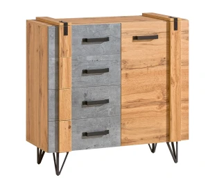 Wohn- und Schlafzimmer Kommode 90 cm Lofter LO6 Concrete Millenium Oak Wotan