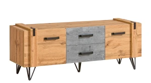 RTV Schrank für Wohnzimmer 135 cm Lofter LO7 Concrete Millenium Eiche Wotan