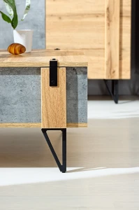 Hängendes Wandregal für Wohnzimmer 100 cm Lofter LO8 Concrete Millenium Oak Wotan