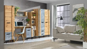 Hängendes Wandregal für Wohnzimmer 100 cm Lofter LO8 Concrete Millenium Oak Wotan