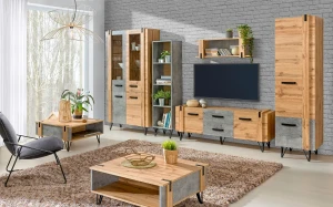 Couchtisch für Wohnzimmer 80 cm Lofter L12 Concrete Millenium Eiche Wotan