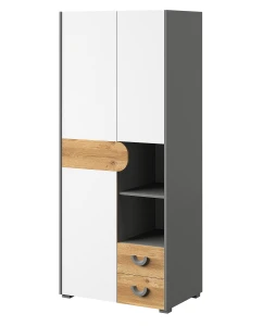 Kleiderschrank für das Jugendzimmer Carini CA1 Nash Eiche/Weiß Brillant/Graphit