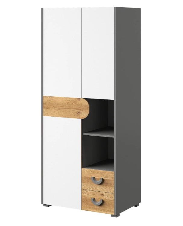 Kleiderschrank für das Jugendzimmer Carini CA1 Nash Eiche/Weiß Brillant/Graphit