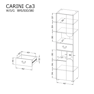 Schrank für das Jugendzimmer Carini CA3 Eiche Nash/Weiß Brillant/Graphit