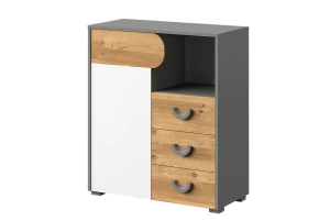 Kommode für das Jugendzimmer Carini CA6 Eiche Nash/Weiß Brillant/Graphit