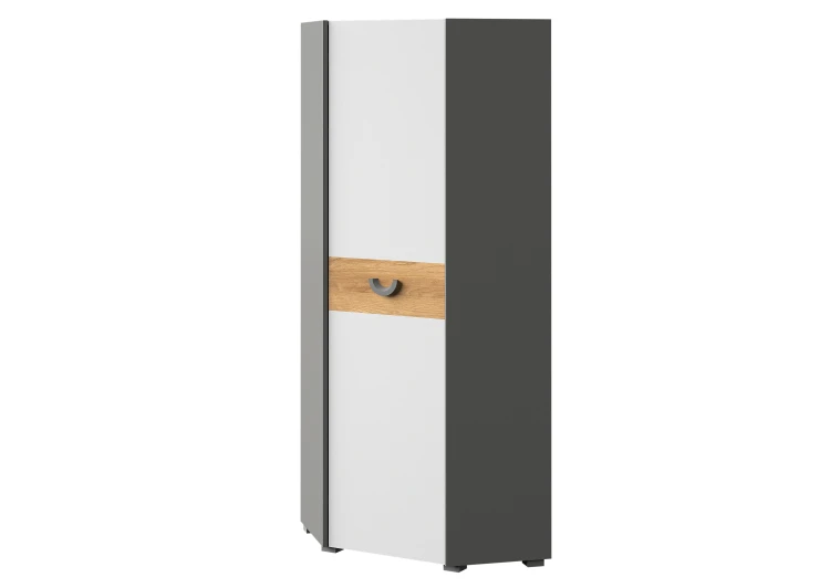 Eckschrank für das Jugendzimmer Carini CA7 Eiche Nash/Weiß Brillant/Graphit