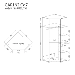 Eckschrank für das Jugendzimmer Carini CA7 Eiche Nash/Weiß Brillant/Graphit