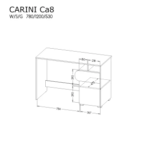 Jugendschreibtisch Carini CA8 Eiche Nash/Weiß Brillant/Graphit