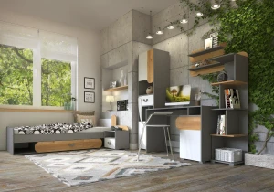 Hängeregal für Jugendzimmer Carini CA10 Eiche Nash/Weiß Brillant/Graphit