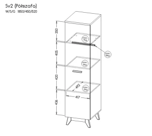 Kleiderschrank 45 cm SVEN SV2 Nash Eiche/Andersen Kiefer