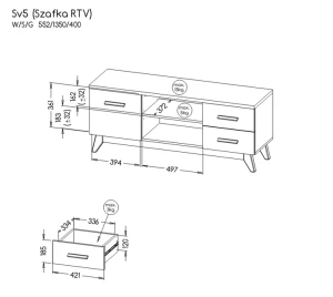 RTV Schrank für TV 135 cm Sven SV5 Nash Eiche/Andersen Kiefer