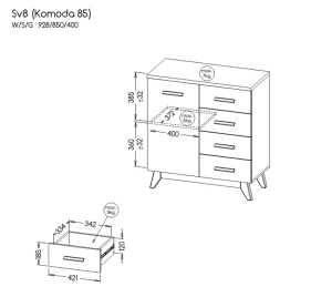 Wohnzimmerkommode 80 cm Sven SV8 Nash Eiche/Kiefer Andersen